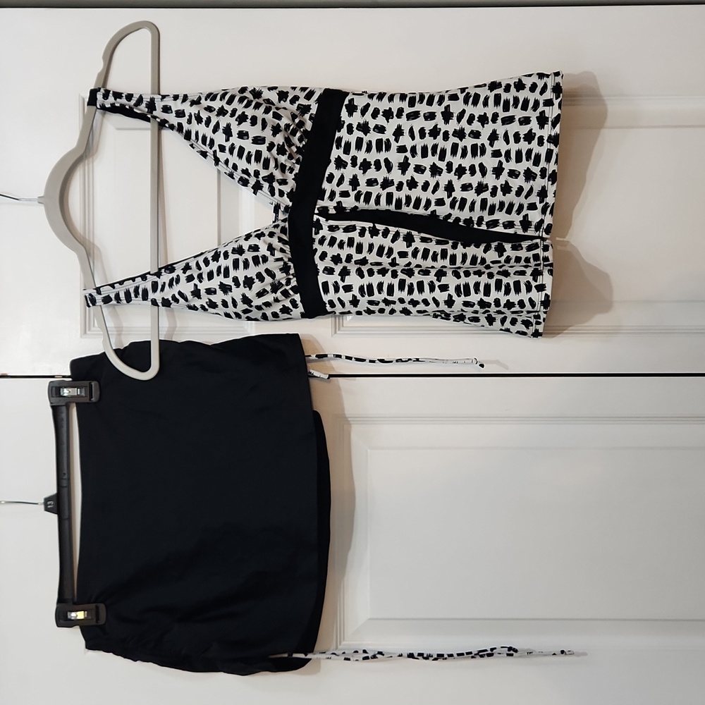 Black and White Strappy Bikini Set
